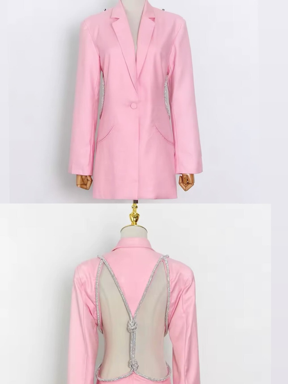 Women’s Pink Blazer with Embellished Mesh Back